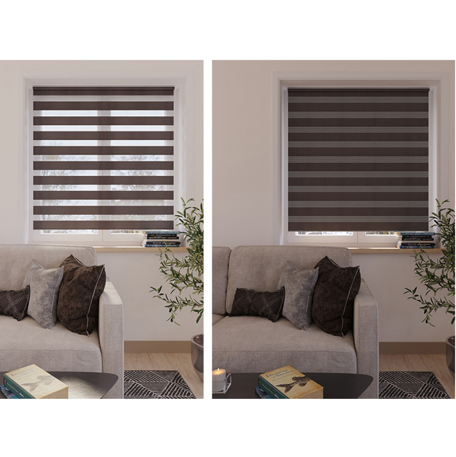 Рулонная штора Legrand День и ночь, 57х160 см, коричневый