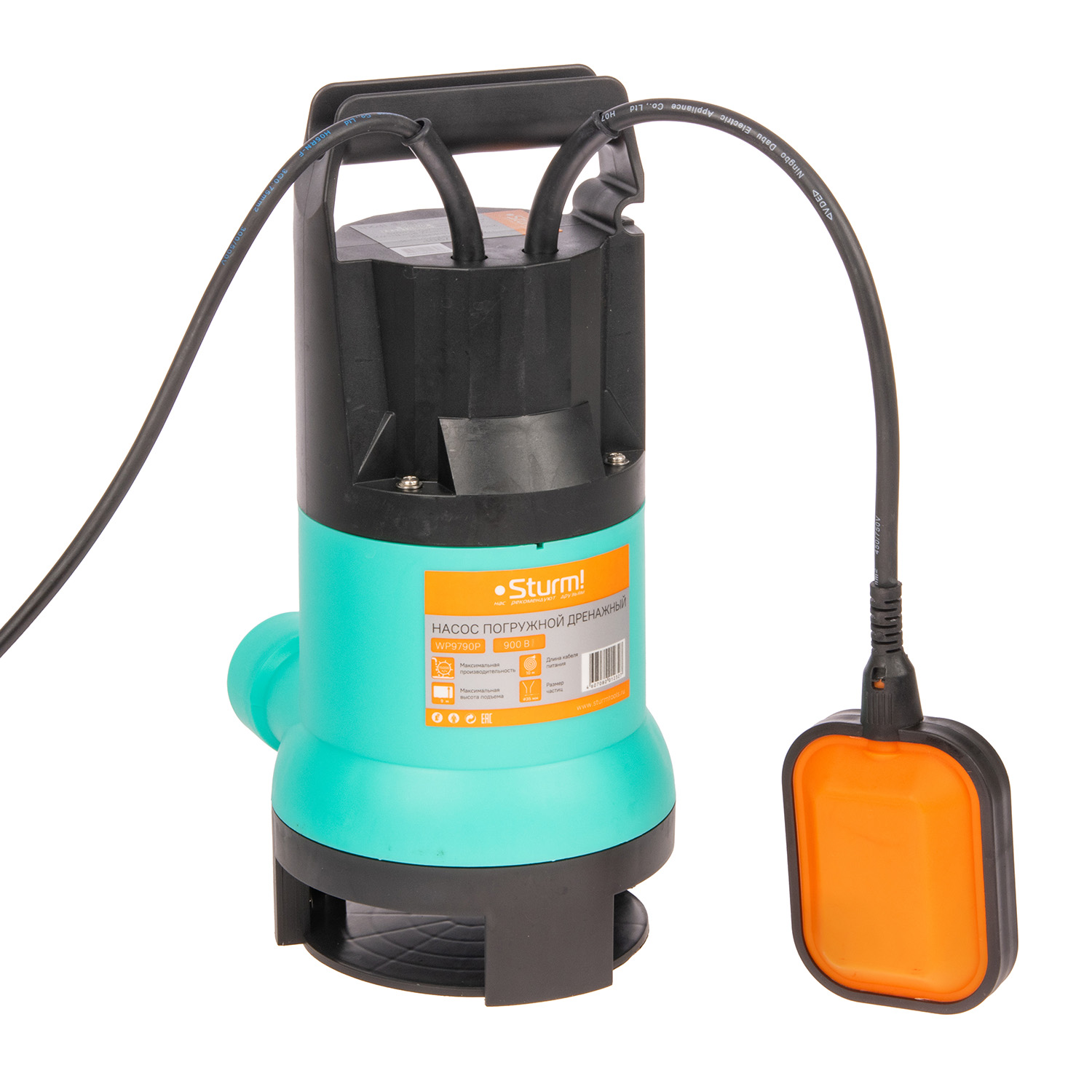 Насос погружной дренажный д/грязной воды 900Вт 15000л/час шнур 10 м STURM WP9790P * 1/4 Насос погружной дренажный д/грязной воды 900Вт 15000л/час шнур 10 м STURM WP9790P * 1/4