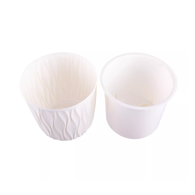 Кашпо пластм. "Desert"  2,3л d верха 157мм h152мм со вставкой Молочный 86407 *1/16