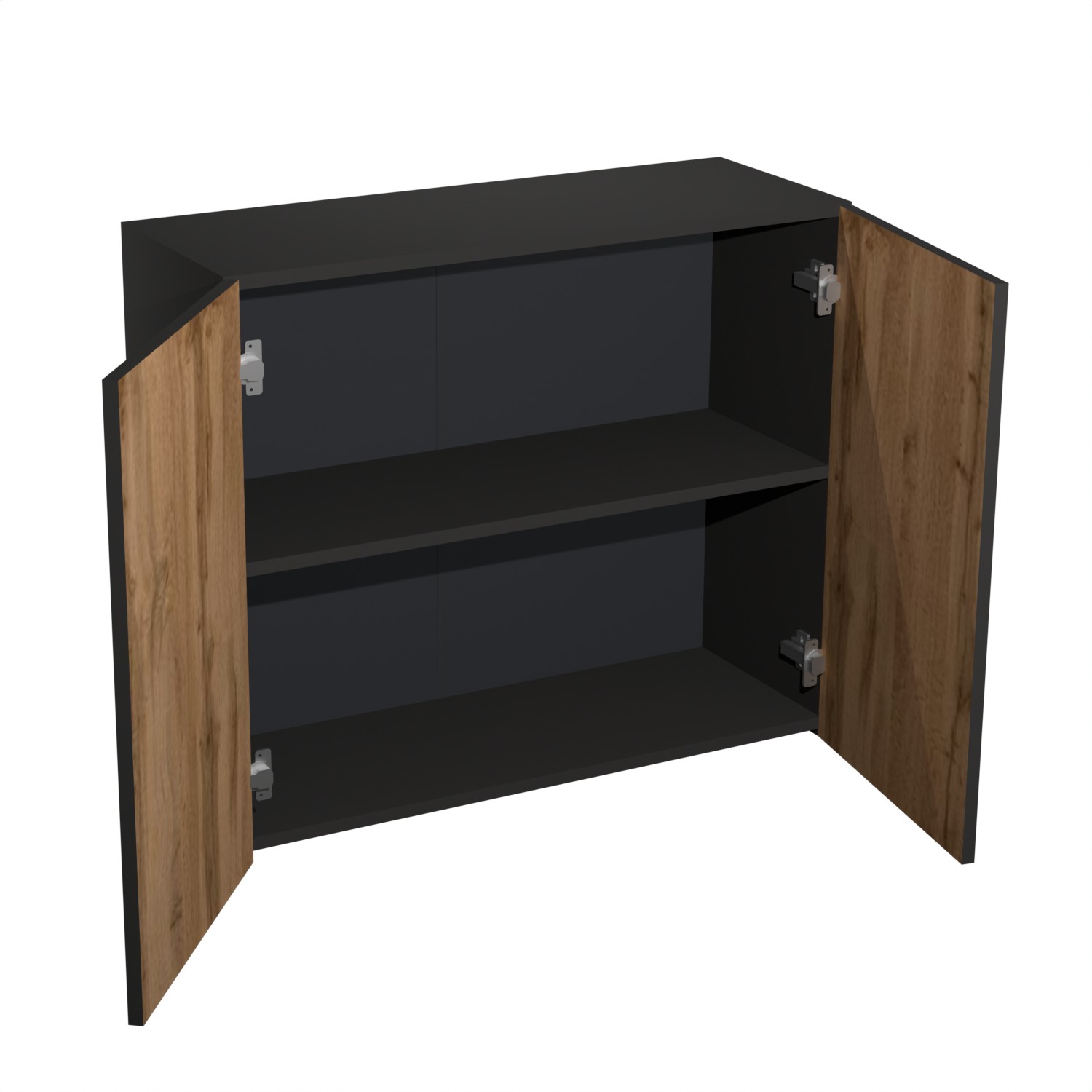 Шкаф навесной 800х676х290 мм BROZEX-WOOD Next, с двумя дверцами, графит / дуб вотан