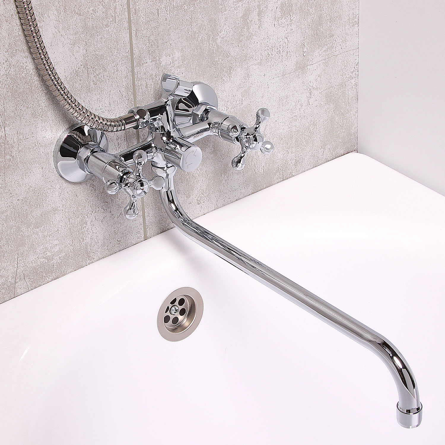 Смеситель для ванны Milardo Duplex, длинный излив, двухвентильный