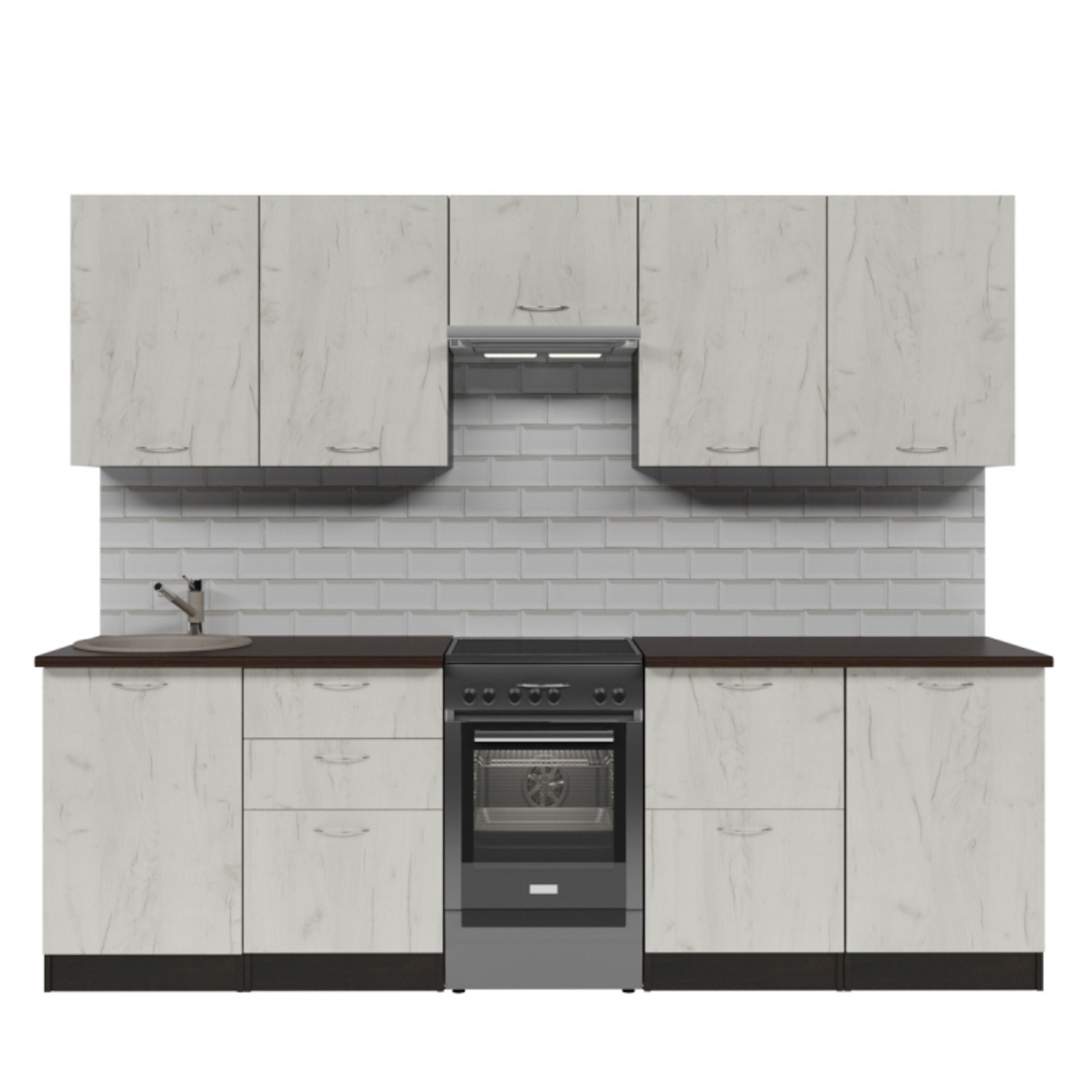 Кухонный гарнитур ГЕРДА Лоретта мега 2.5 м, дуб грей / дуглас темный