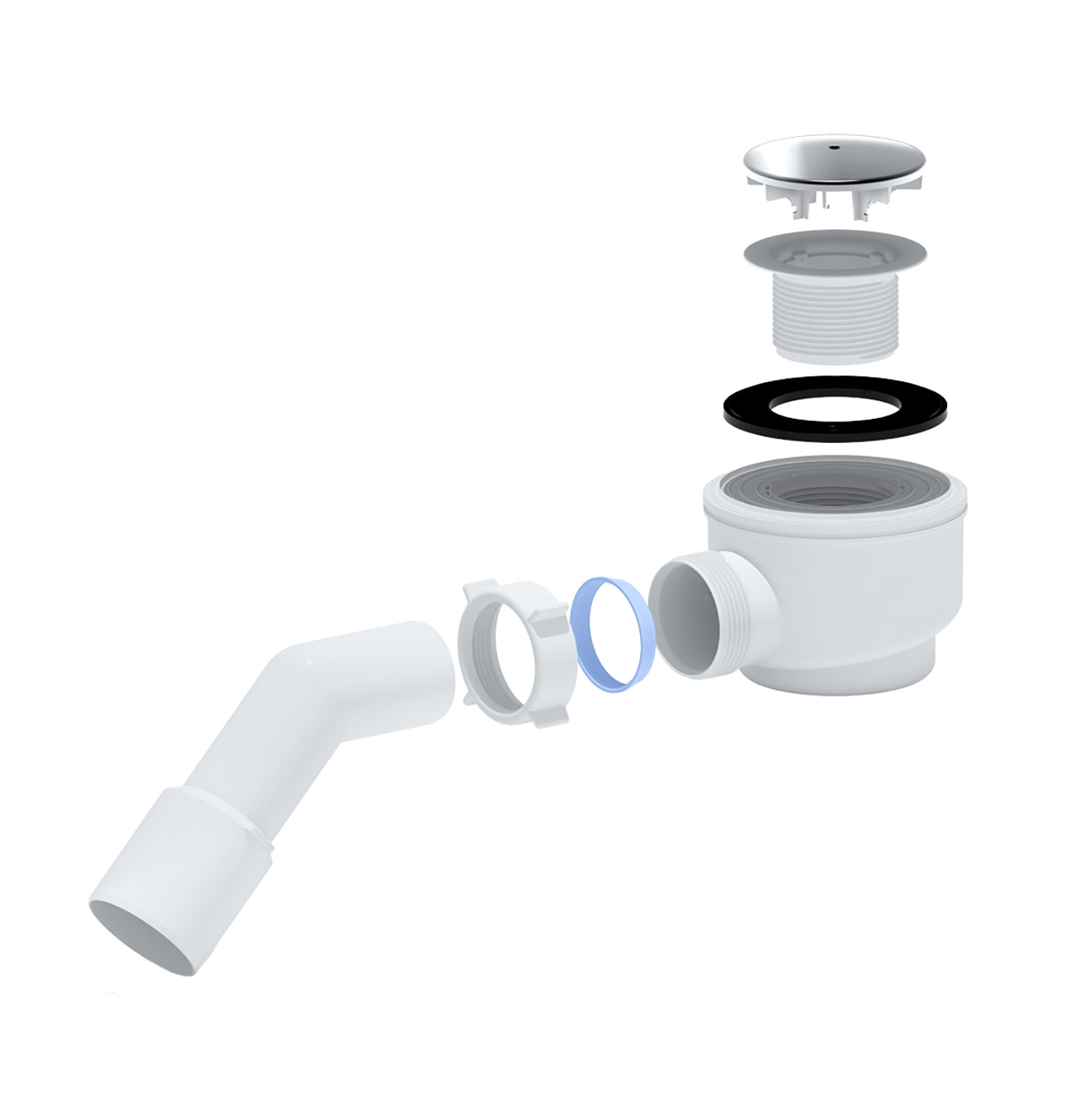 Сифон для душевого поддона 1 1/2",*50/60 Ани с пер.трубой 45 40*50 кнопка хром Е411СL *1/10