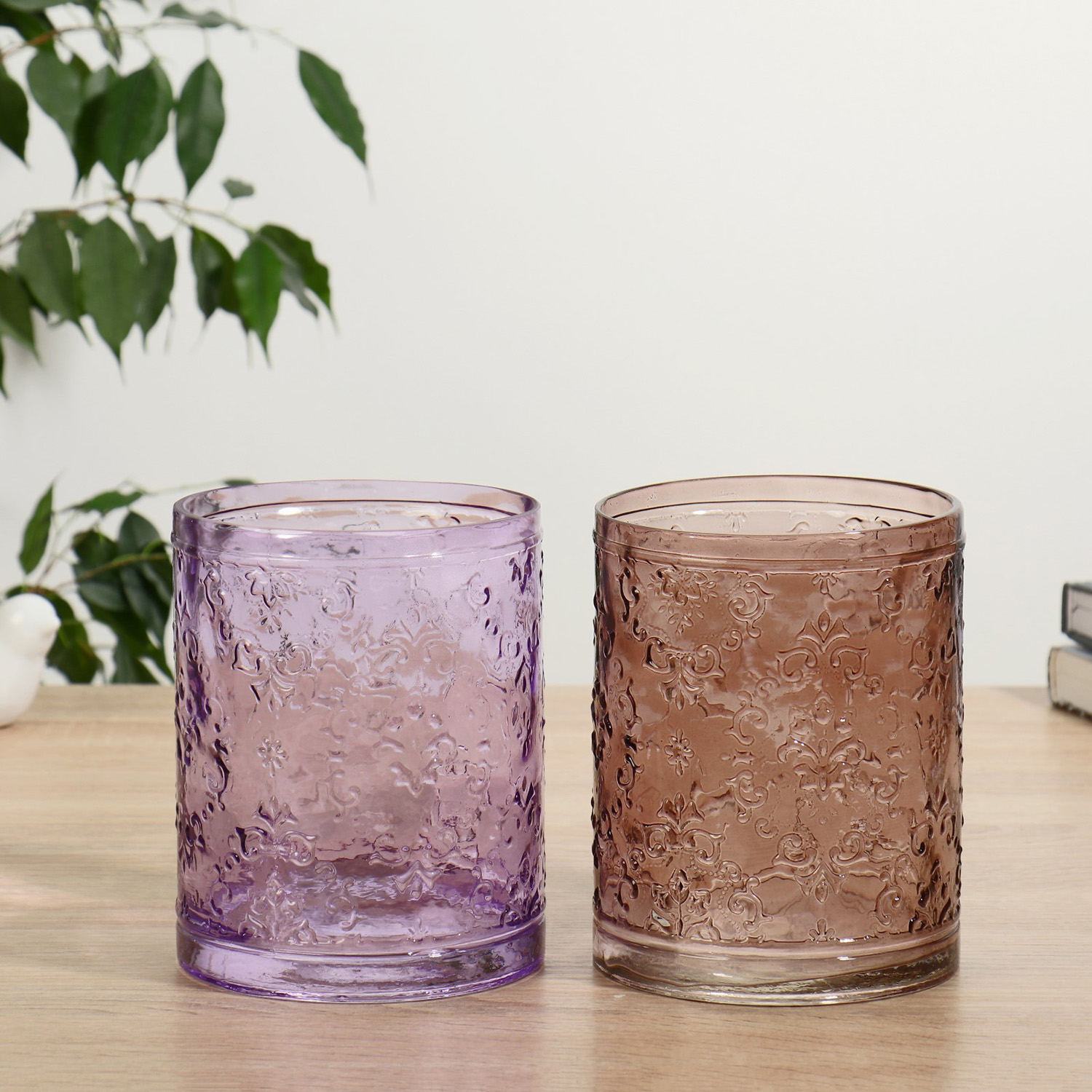 Ваза "Джеремми-2" d-11см, h-15см с орнаментом цветной микс  4333359