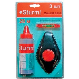 Шнур отбив.20м с красящ.порош.+уровень STURM (арт.2025-03-CL20)*1/10/40