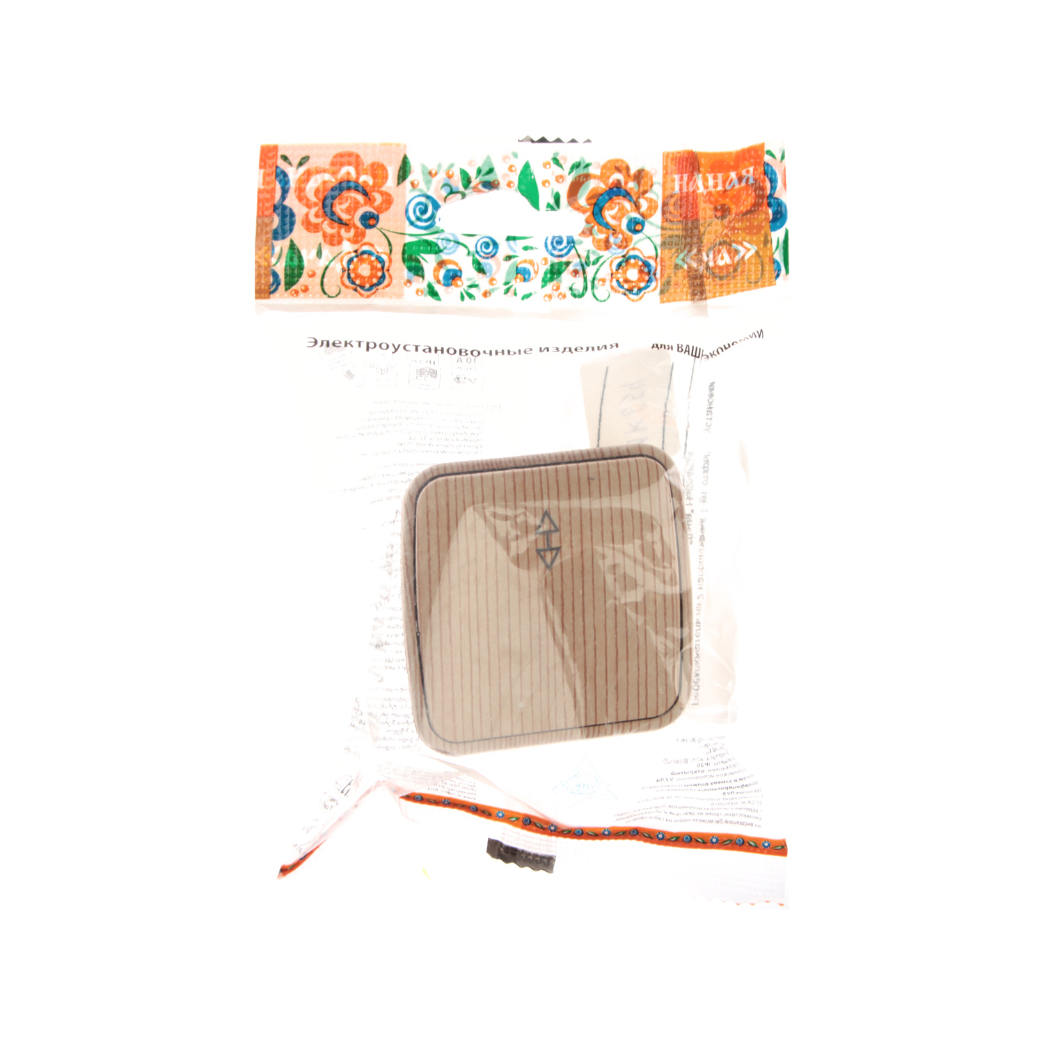 Выключатель Дача ОП 1кл. сосна на 2 направления 10А Народная SQ1824-0053 *10100