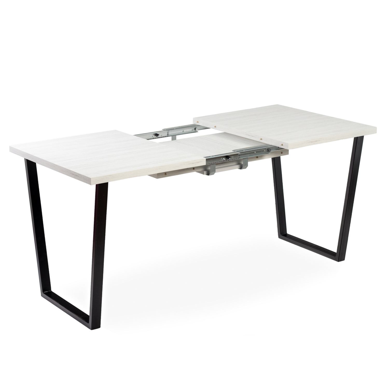 Стол раздв.АТЛАНТ-1 1100(+400)*700*h750мм ЛДСП EGGER Древесина белая+опора метал.Черный матовый *1