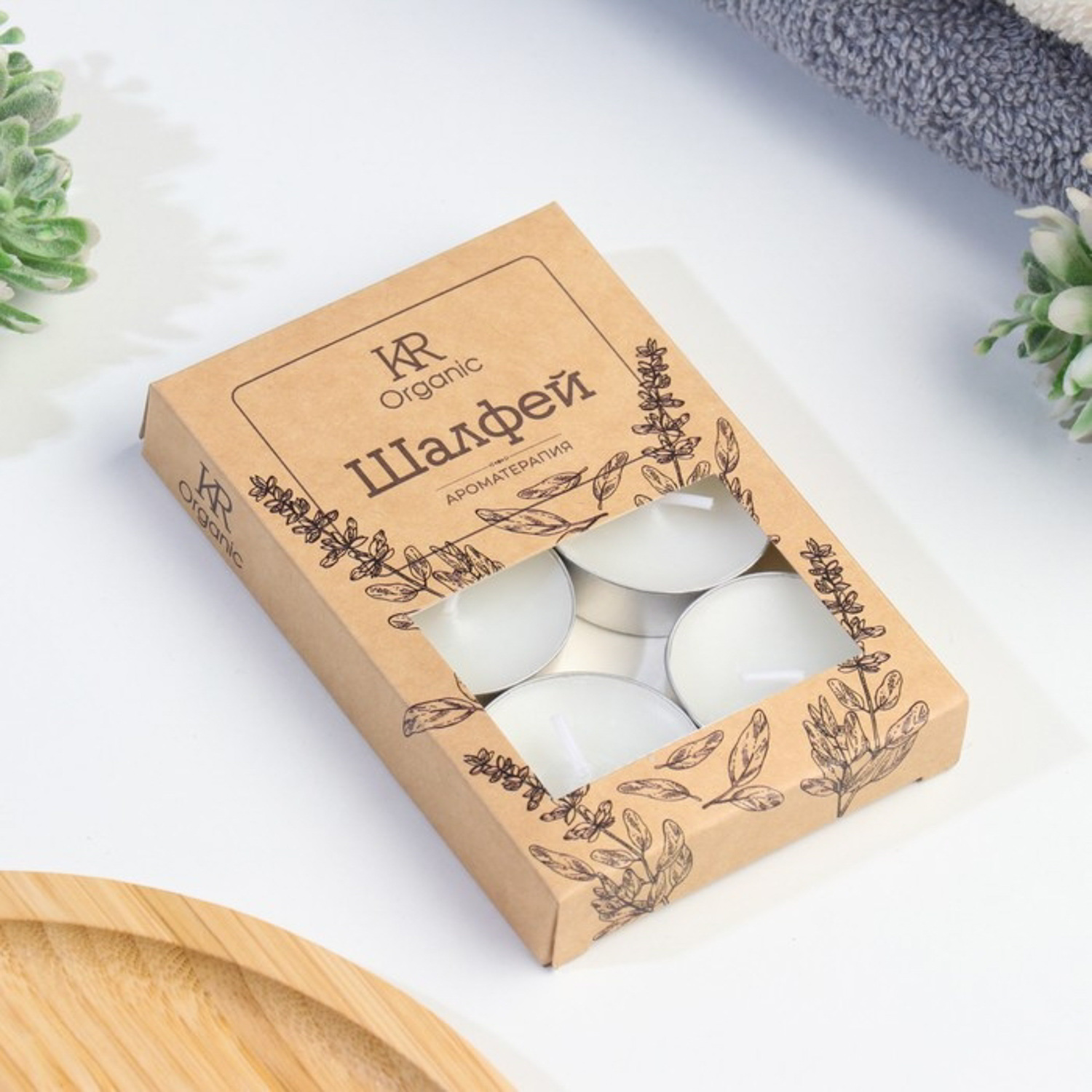 Свеча чайная ароматическая 6 шт.в под.коробке, "Шалфей" 10132774