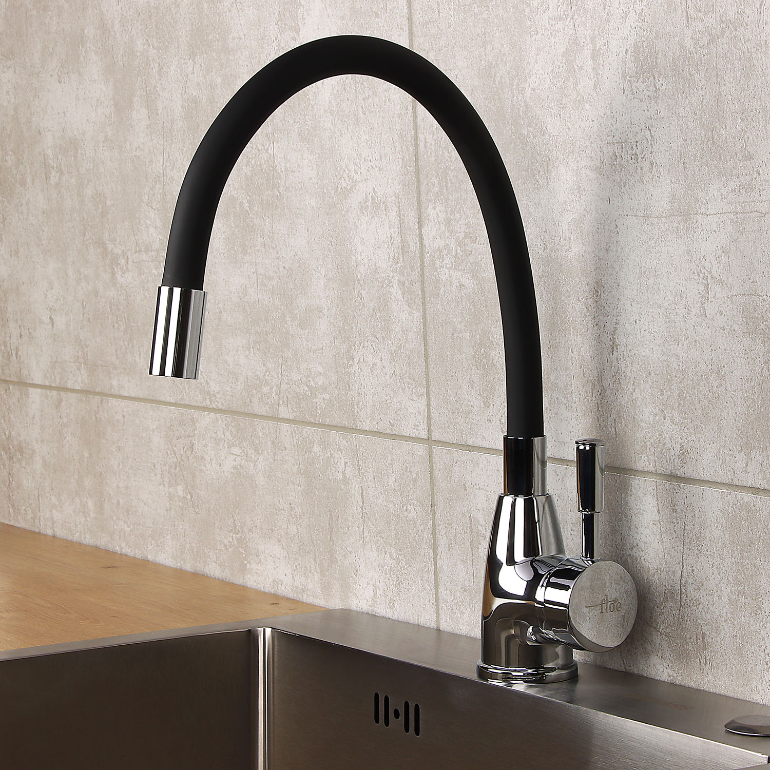 Смеситель для кухни FLOE FK234-DN с гибким изливом (черный) *1/10 Смеситель для кухни FLOE FK234-DN с гибким изливом (черный) *1/10