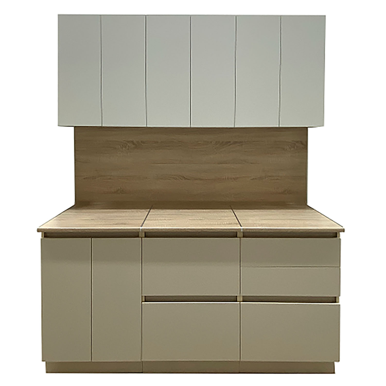 Пенал 600х2100х550 мм BROZEX-WOOD Melissa, для духового шкафа и СВЧ, белый / светло-бежевый