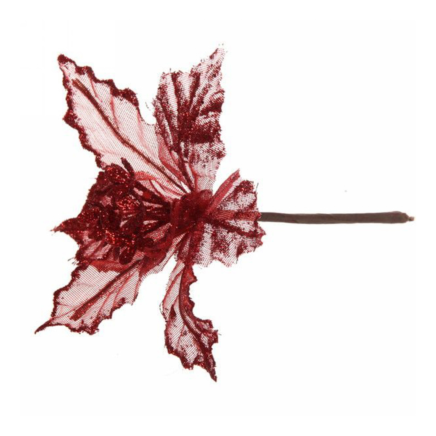 Украшение новогоднее Серпантин «Пуансеттия-Вуаль», 15 см, красный