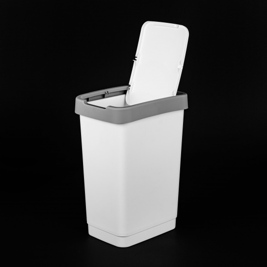 Контейнер д/мусора пластм. с откидной+"плавающей" крышкой 25л Белый М9165 ЗПИ "Альтернатива" *1/3