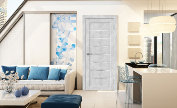 Комплект двери 2000х700х34 мм Аркада Санторини, полотно, погонаж, фурнитура, бетон белый