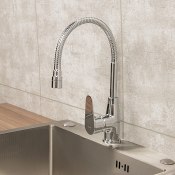 Смеситель для кухни Milardo Meal хром глянцевый, гибкий излив + душевая насадка M07SB2FM05 *1/10