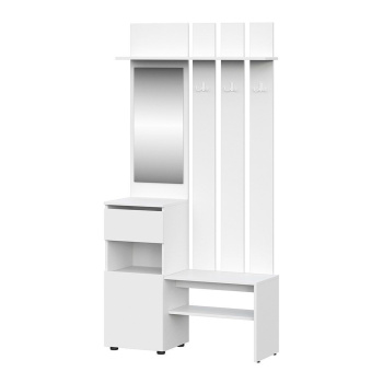 Вешалка с зеркалом "Токио" Белый Текстурный *1 Вешалка с зеркалом "Токио" Белый Текстурный *1