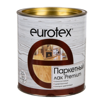 Лак алкидно-уретановый Eurotex Premium, 2.5 л, паркетный, глянцевый