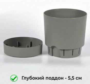 Кашпо пластм. "Гранд"10,5л d верха 250мм h 244мм с поддоном Серый 5 0646 PL *1/5