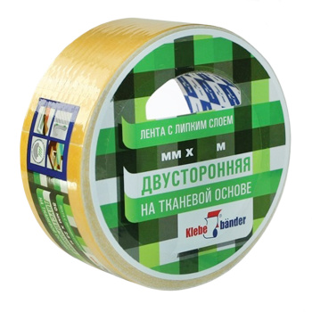 Лента клейкая двусторонняя Klebebander, 38 мм х 5 м, на тканевой основе