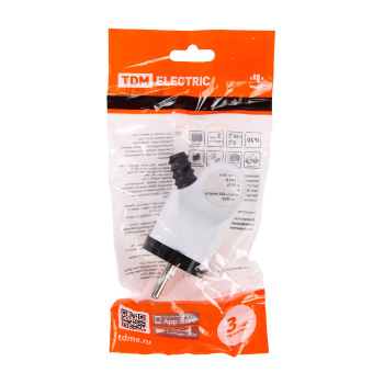 Вилка угловая с/з 16А 220В белая TDM SQ1806-0005 *10/35/350