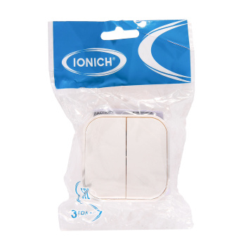 Выключатель "IONICH" ОП 2кл. белый IP20 1413 *10/200