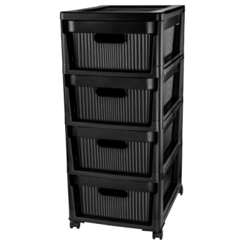 Комод пластм. "Velvet" 4 ящика выс.690мм, шир.300мм, гл.385мм Черный 435218813 ("Бытпласт") *1 Комод пластм. "Velvet" 4 ящика выс.690мм, шир.300мм, гл.385мм Черный 435218813 ("Бытпласт") *1