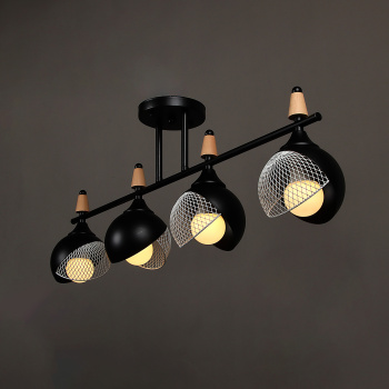 Люстра N6418/4 BK+WOOD 4*40W E27 220V (l-780; w-120; h-270)  VERNER LIGHTING *1