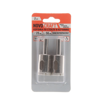 Коронка по стеклу/керамика 20мм алмазная (2шт) (KAC020056302) Novocraft *1