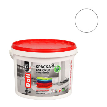 Краска акриловая 9 л для кухни и ванной DALI, белая база А, глубокоматовая, влагостойкая