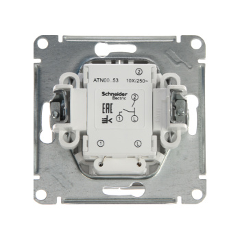 Механизм выключателя "ATLAS DESIGN" 2-кл. алюминий с подсв. (сх.5а) 10АХ SchE ATN000353 *1/10