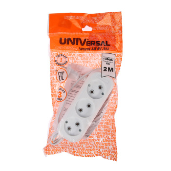 Удлинитель UNIVersal У6-639, 2 метра, 3 розетки, 2х0.75 мм²
