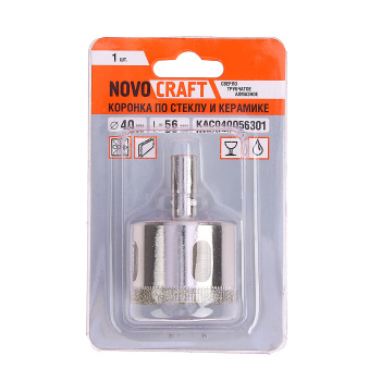 Коронка по стеклу/керамика  40мм алмазная (KAC040056301) Novocraft  *1/25