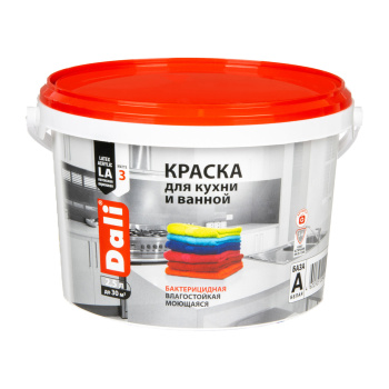 Краска акриловая 2.5 л для кухни и ванной DALI, белая база А, матовая, влагостойкая