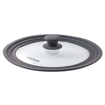 Крышка д/сковороды, кастрюли Стекл. с силикон.ободом,с пароотв.Универ.d24,26,28см Сил.р.ALA003*1/12