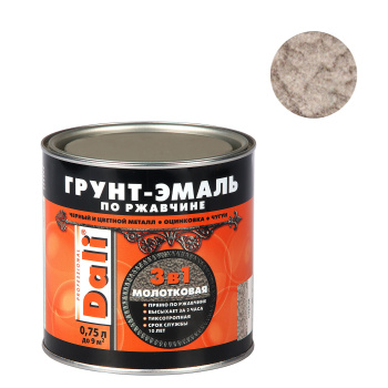 Грунт-эмаль 0.75 л по ржавчине DALI, серая, с молотковым эффектом