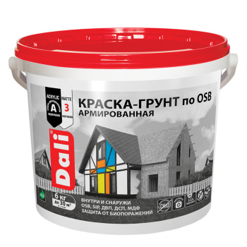 Краска-грунт акриловая 6 кг по OSB DALI, для внутренних и наружных работ