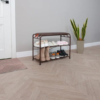 Этажерка "обувница" металл. "Альфа 23с" 2пол+мягк.Сид. ш.0,65м, в.0,48м, гл.0,3м Коричн.ПДОА23СКОР*1