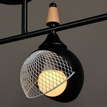 Люстра N6418/4 BK+WOOD 4*40W E27 220V (l-780; w-120; h-270)  VERNER LIGHTING *1