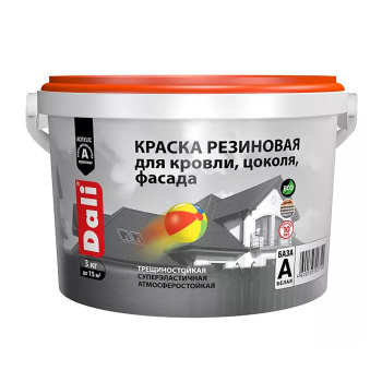 Краска резиновая для кровли цоколя фасада серая графит 3 кг DALI *1/120