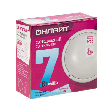 Светильник светодиодный ОНЛАЙТ OBL-R1-7-4K-WH-IP65 71685 *1/32