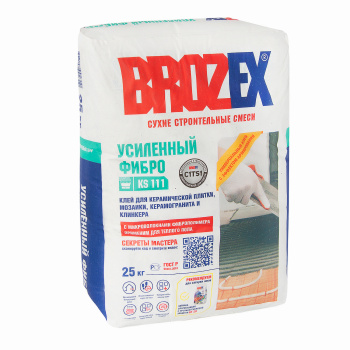 Клей для плитки 25 кг BROZEX Усиленный Фибро KS 111, С1 Т S1 Клей для плитки 25 кг BROZEX Усиленный Фибро KS 111, С1 Т S1