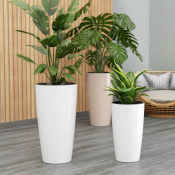 Кашпо пластм. "Рондо" высокое 35л d 320мм h565мм, со вставкой 15л Белый М8879 (ЗПИ "Альт.") *1