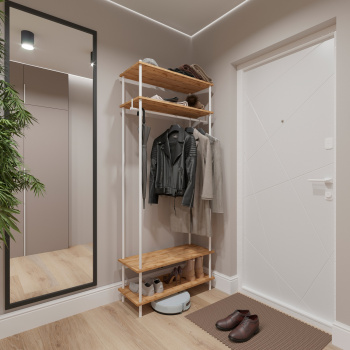 Вешалка напольная "Прихожая 34" "НеШкаф" с 4полками,ш.0,83м,в.2м,гл.0,37м Дер./Бел. ПРНШ 34 Б *1 Вешалка напольная "Прихожая 34" "НеШкаф" с 4полками,ш.0,83м,в.2м,гл.0,37м Дер./Бел. ПРНШ 34 Б *1