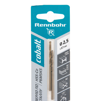 Сверло по металлу 2,50*57/30мм HSS-Co P6M5К5 (2шт) блистер арт.668025 COBALT RENNBOHR *10/40/640 Сверло по металлу 2,50*57/30мм HSS-Co P6M5К5 (2шт) блистер арт.668025 COBALT RENNBOHR *10/40/640