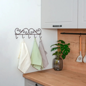 Вешалка настенная "Кружева 5" шир.402мм 5крючков Коричневый ВН 276 КОР ("ЗМИ")*1/10 Вешалка настенная "Кружева 5" шир.402мм 5крючков Коричневый ВН 276 КОР ("ЗМИ")*1/10