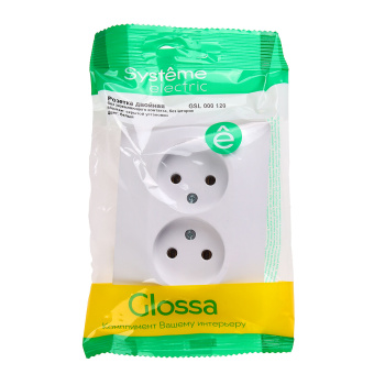 Розетка "Glossa" СП 2-мест. белая б/з GSL000120 *1/15/90