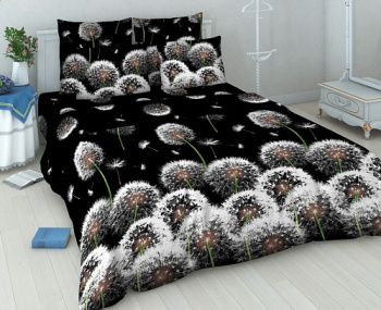 Постельное белье 1,5сп бязь Василиса 3412/1 Белые одуванчики нав70*70,пр150*214 *1/6
