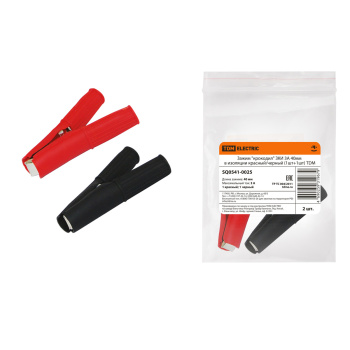 Зажим "крокодил" ЗКИ 3А 40мм в изоляции красн/черн (2шт) TDM SQ0541-0025 *1/10