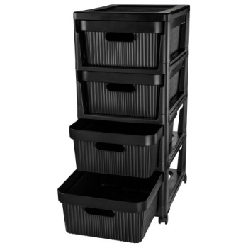 Комод пластм. "Velvet" 4 ящика выс.690мм, шир.300мм, гл.385мм Черный 435218813 ("Бытпласт") *1 Комод пластм. "Velvet" 4 ящика выс.690мм, шир.300мм, гл.385мм Черный 435218813 ("Бытпласт") *1