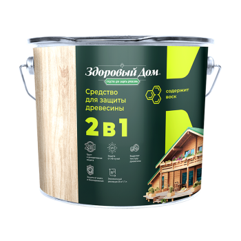 Защитно-декоративное покрытие 0.8 л для древесины Здоровый Дом 2 в 1, орех