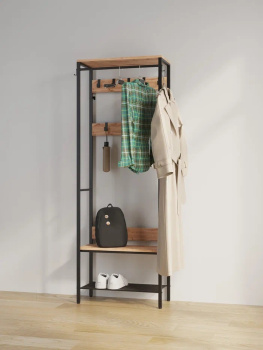 Вешалка напольная "Прихожая-Гардеробная" "Торонто 23Л" ш.0,67м,в.1,87м,гл.0,3м Дер./Черн.ВГТ23Л Ч *1